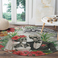 Skeleton Love for Valentines Day Round Carpet Polynesian Tribal Love Forever LT9 - Polynesian Pride