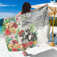 Skeleton Love for Valentines Day Sarong Polynesian Tribal Love Forever LT9 One Size 44 x 66 inches White - Polynesian Pride