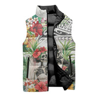 Skeleton Love for Valentines Day Sleeveless Puffer Jacket Polynesian Tribal Love Forever LT9 - Polynesian Pride