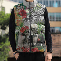Skeleton Love for Valentines Day Sleeveless Puffer Jacket Polynesian Tribal Love Forever LT9 - Polynesian Pride
