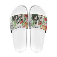 Skeleton Love for Valentines Day Slide Sandals Polynesian Tribal Love Forever LT9 White - Polynesian Pride