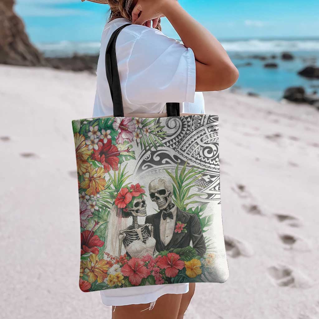 Skeleton Love for Valentines Day Tote Bag Polynesian Tribal Love Forever LT9 - Polynesian Pride