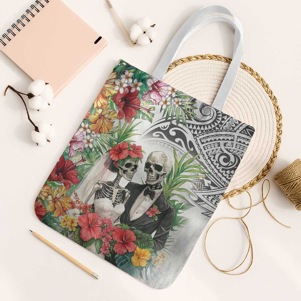 Skeleton Love for Valentines Day Tote Bag Polynesian Tribal Love Forever LT9 White Strap One Size White - Polynesian Pride