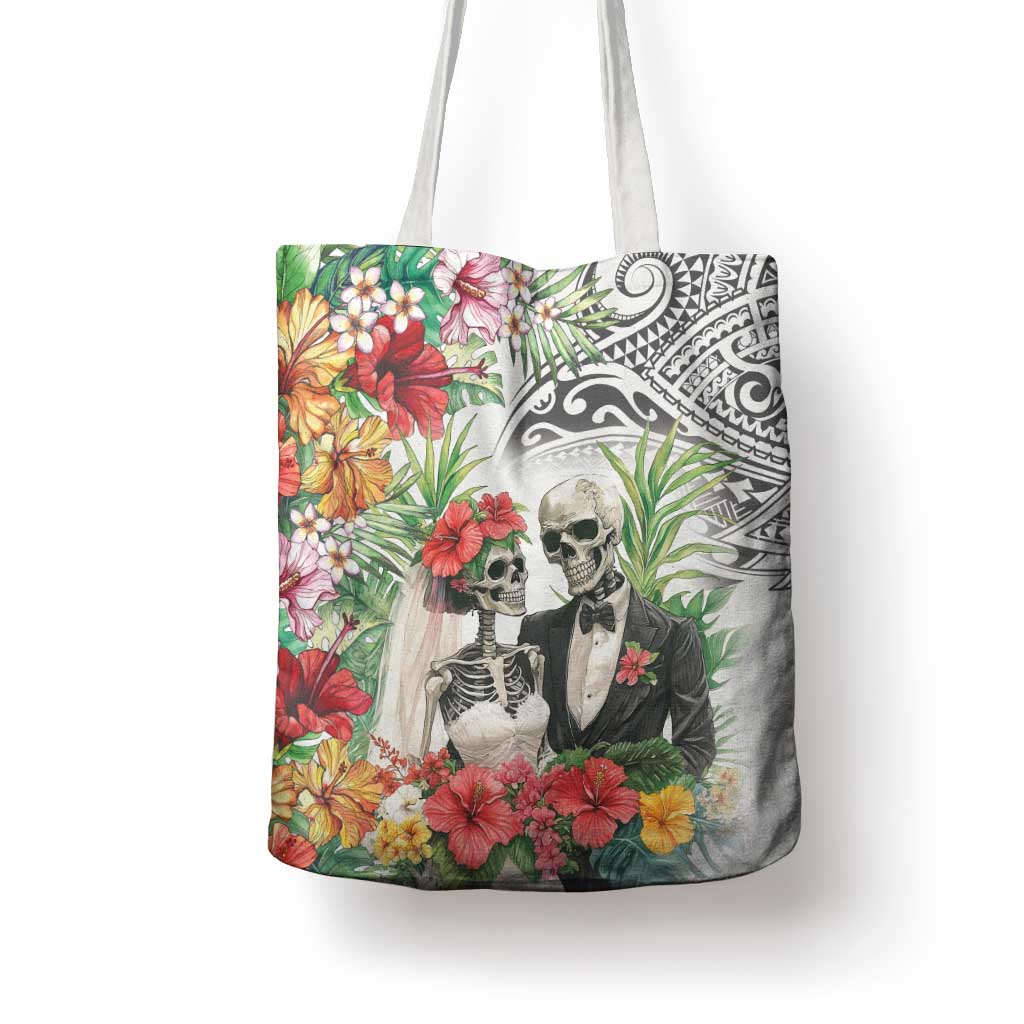 Skeleton Love for Valentines Day Tote Bag Polynesian Tribal Love Forever LT9 - Polynesian Pride