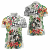 Skeleton Love for Valentines Day Women Polo Shirt Polynesian Tribal Love Forever LT9 - Polynesian Pride