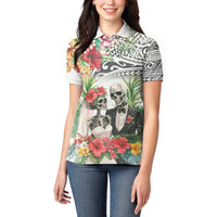Skeleton Love for Valentines Day Women Polo Shirt Polynesian Tribal Love Forever LT9 - Polynesian Pride