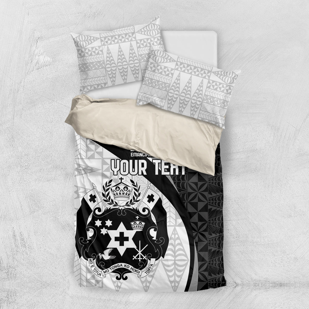 Personalised Tonga Emancipation Day Bedding Set Since 1970 Ngatu Tribal Pattern LT9 US Twin 172cm x 218cm Black - Polynesian Pride