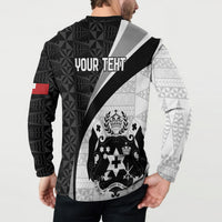 Personalised Tonga Emancipation Day Button Sweatshirt Since 1970 Ngatu Tribal Pattern LT9 - Polynesian Pride