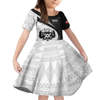 Personalised Tonga Emancipation Day Kid Short Sleeve Dress Since 1970 Ngatu Tribal Pattern LT9 KID Black - Polynesian Pride