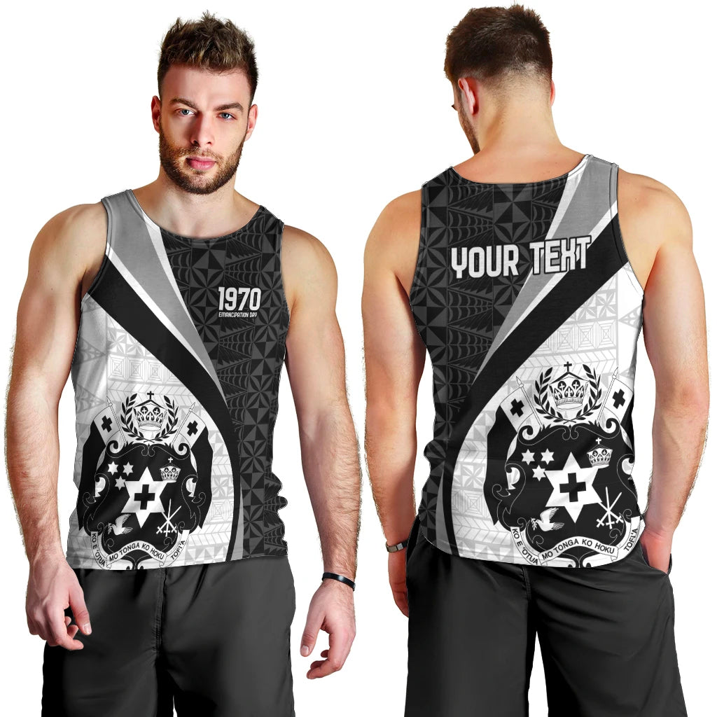 Personalised Tonga Emancipation Day Men Tank Top Since 1970 Ngatu Tribal Pattern LT9 - Polynesian Pride