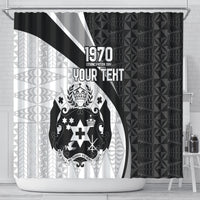 Personalised Tonga Emancipation Day Shower Curtain Since 1970 Ngatu Tribal Pattern LT9 - Polynesian Pride