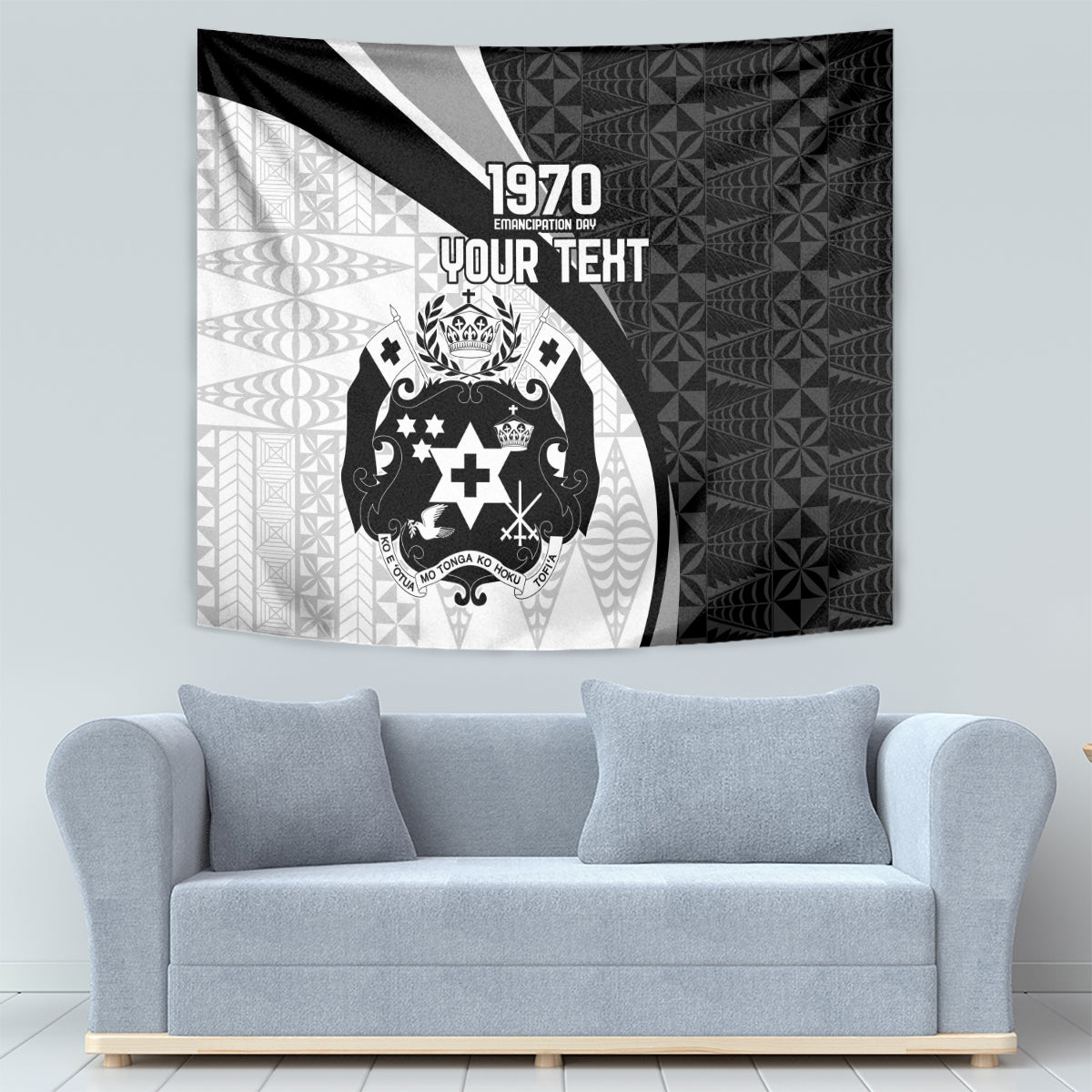 Personalised Tonga Emancipation Day Tapestry Since 1970 Ngatu Tribal Pattern LT9 - Polynesian Pride