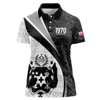 Personalised Tonga Emancipation Day Women Polo Shirt Since 1970 Ngatu Tribal Pattern LT9 Female Black - Polynesian Pride