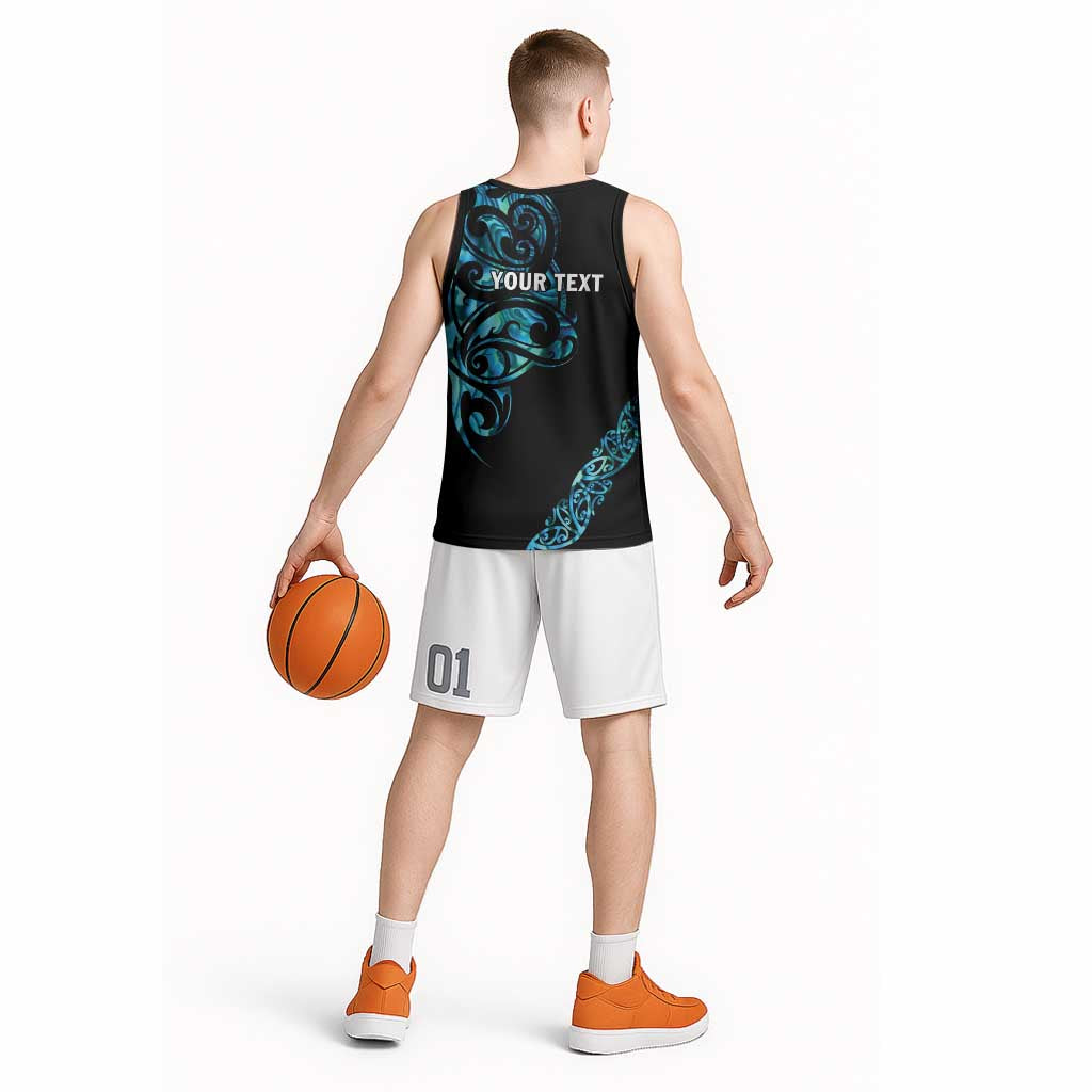 All Black Maori Tribal Tattoo Personalised Basketball Jersey Polynesian Style LT9 - Polynesian Pride