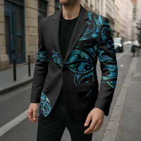 All Black Maori Tribal Tattoo Personalised Blazer Polynesian Style LT9 - Polynesian Pride