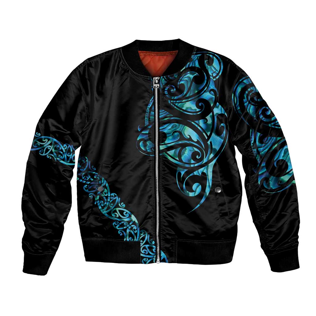All Black Maori Tribal Tattoo Personalised Bomber Jacket Polynesian Style LT9 Unisex Black - Polynesian Pride