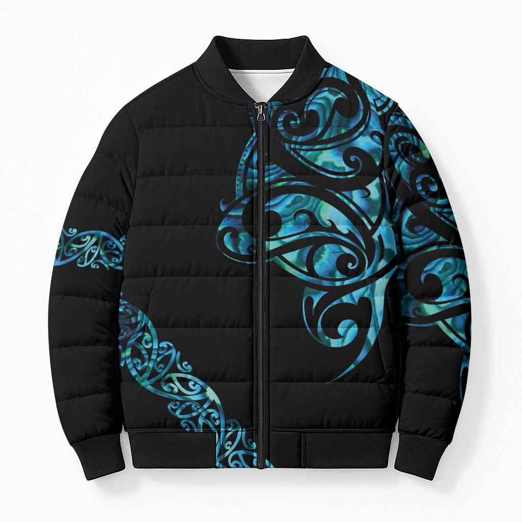 All Black Maori Tribal Tattoo Personalised Bomber Puffer Jacket Polynesian Style LT9 Unisex Black - Polynesian Pride