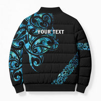 All Black Maori Tribal Tattoo Personalised Bomber Puffer Jacket Polynesian Style LT9 - Polynesian Pride