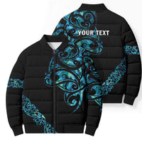 All Black Maori Tribal Tattoo Personalised Bomber Puffer Jacket Polynesian Style LT9 - Polynesian Pride