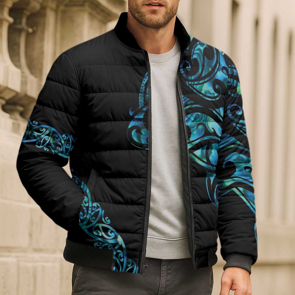 All Black Maori Tribal Tattoo Personalised Bomber Puffer Jacket Polynesian Style LT9 - Polynesian Pride