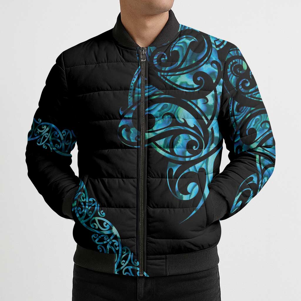 All Black Maori Tribal Tattoo Personalised Bomber Puffer Jacket Polynesian Style LT9 - Polynesian Pride