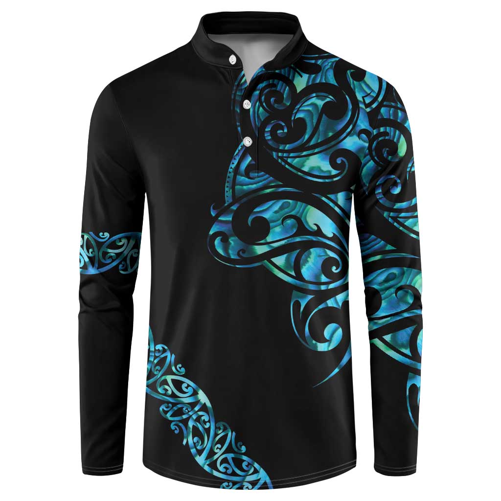 All Black Maori Tribal Tattoo Personalised Button Sweatshirt Polynesian Style LT9 Black - Polynesian Pride