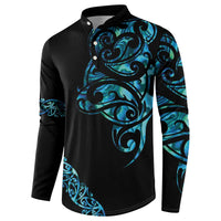 All Black Maori Tribal Tattoo Personalised Button Sweatshirt Polynesian Style LT9 - Polynesian Pride