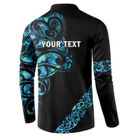 All Black Maori Tribal Tattoo Personalised Button Sweatshirt Polynesian Style LT9 - Polynesian Pride