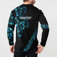 All Black Maori Tribal Tattoo Personalised Button Sweatshirt Polynesian Style LT9 - Polynesian Pride