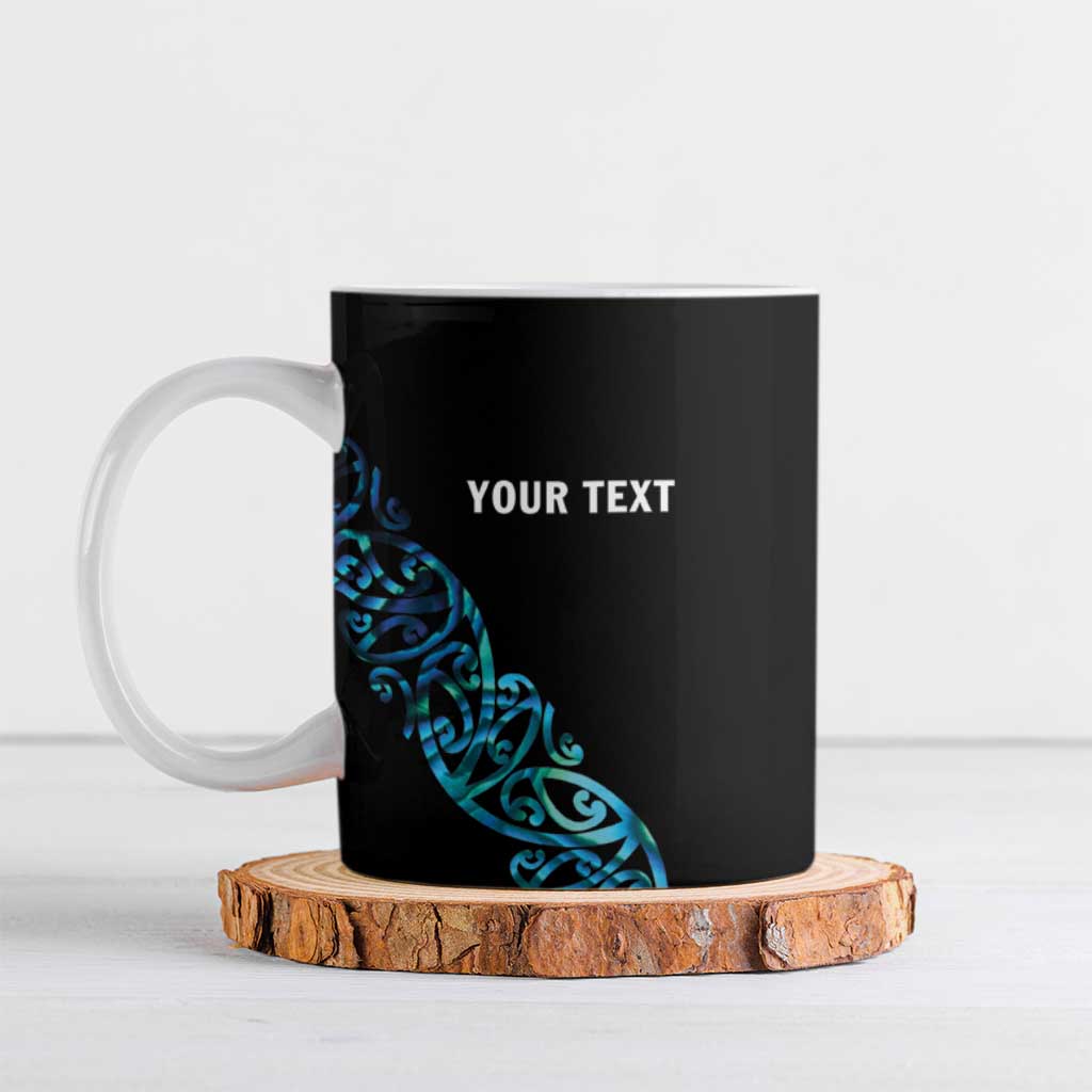 All Black Maori Tribal Tattoo Personalised Ceramic Mug Polynesian Style LT9 Black - Polynesian Pride