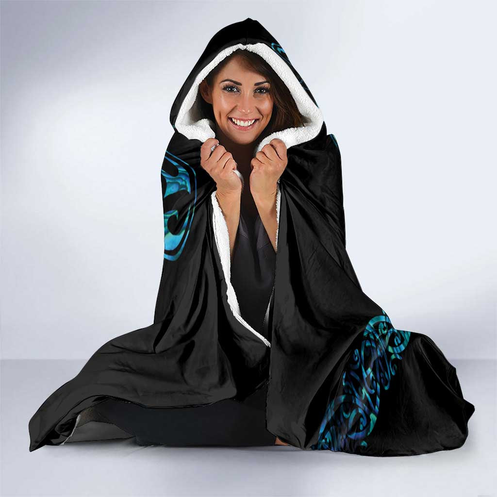 All Black Maori Tribal Tattoo Personalised Hooded Blanket Polynesian Style LT9 - Polynesian Pride