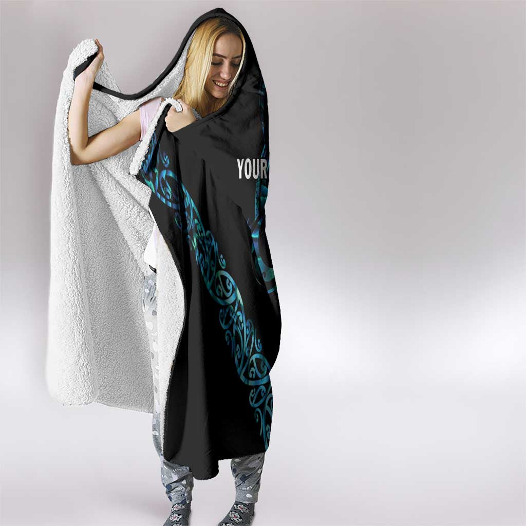 All Black Maori Tribal Tattoo Personalised Hooded Blanket Polynesian Style LT9 - Polynesian Pride