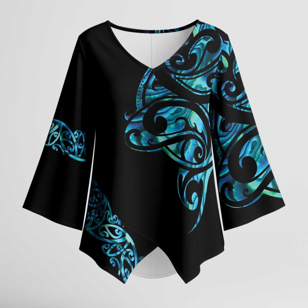 All Black Maori Tribal Tattoo Personalised Kimono Sleeve Blouse Polynesian Style LT9 Female Black - Polynesian Pride