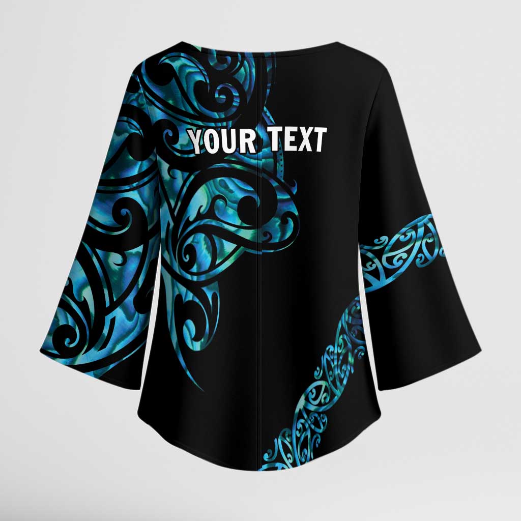 All Black Maori Tribal Tattoo Personalised Kimono Sleeve Blouse Polynesian Style LT9 - Polynesian Pride