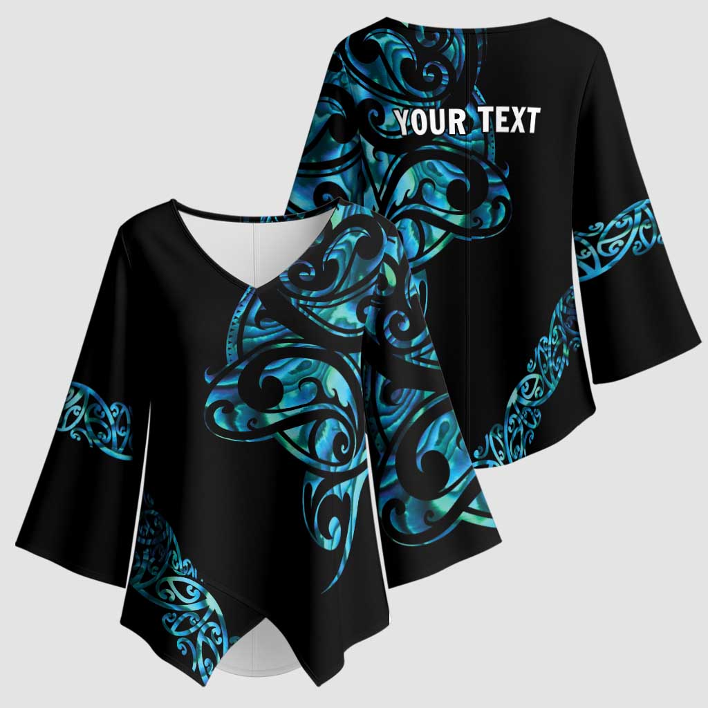 All Black Maori Tribal Tattoo Personalised Kimono Sleeve Blouse Polynesian Style LT9 - Polynesian Pride