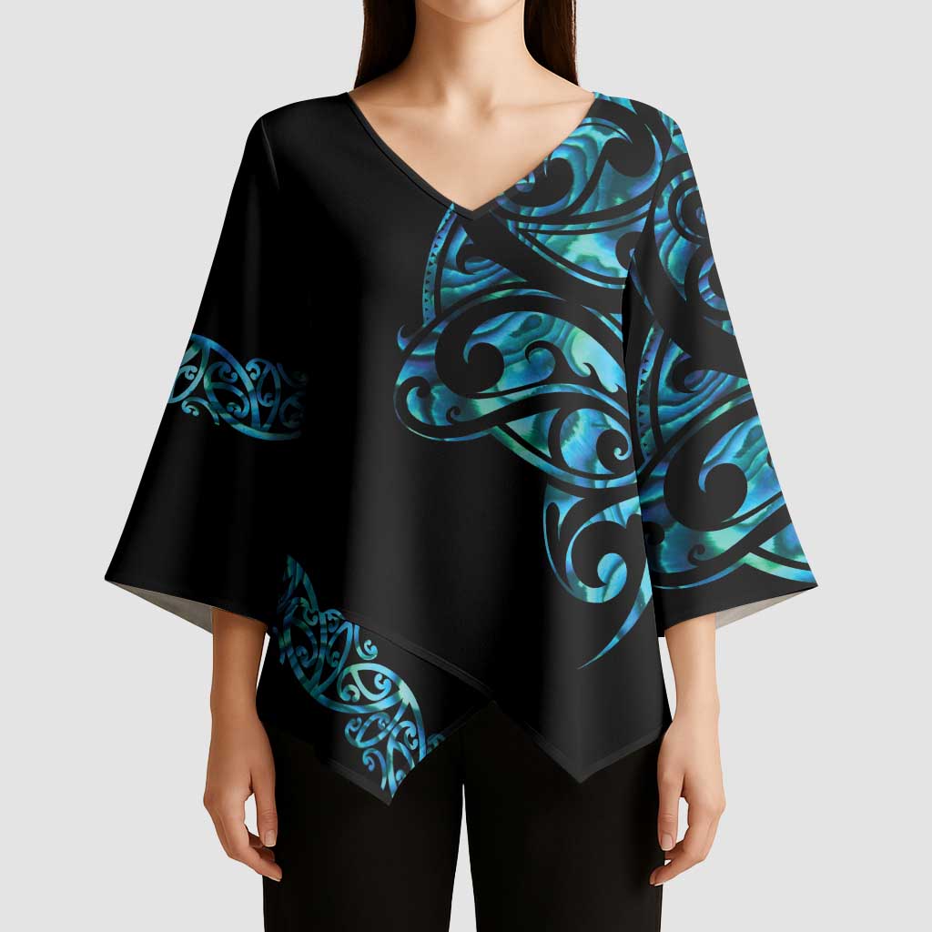 All Black Maori Tribal Tattoo Personalised Kimono Sleeve Blouse Polynesian Style LT9 - Polynesian Pride