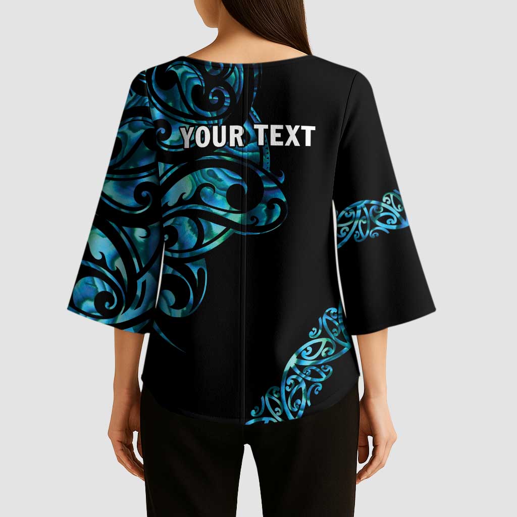 All Black Maori Tribal Tattoo Personalised Kimono Sleeve Blouse Polynesian Style LT9 - Polynesian Pride