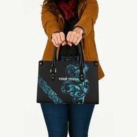 All Black Maori Tribal Tattoo Personalised Leather Bag Polynesian Style LT9 - Polynesian Pride