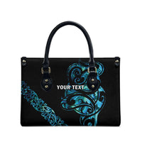 All Black Maori Tribal Tattoo Personalised Leather Bag Polynesian Style LT9 - Polynesian Pride