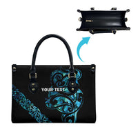 All Black Maori Tribal Tattoo Personalised Leather Bag Polynesian Style LT9 - Polynesian Pride