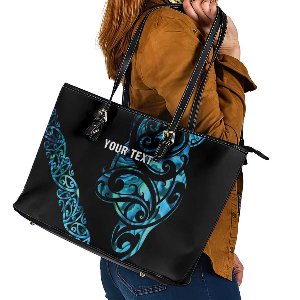 All Black Maori Tribal Tattoo Personalised Leather Tote Bag Polynesian Style LT9 - Polynesian Pride