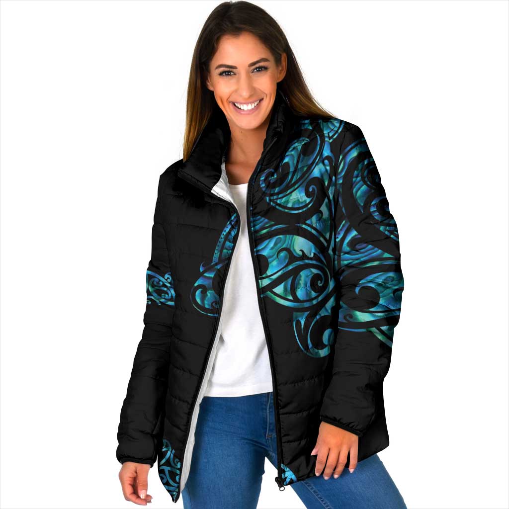All Black Maori Tribal Tattoo Personalised Padded Jacket Polynesian Style LT9 Women Black - Polynesian Pride