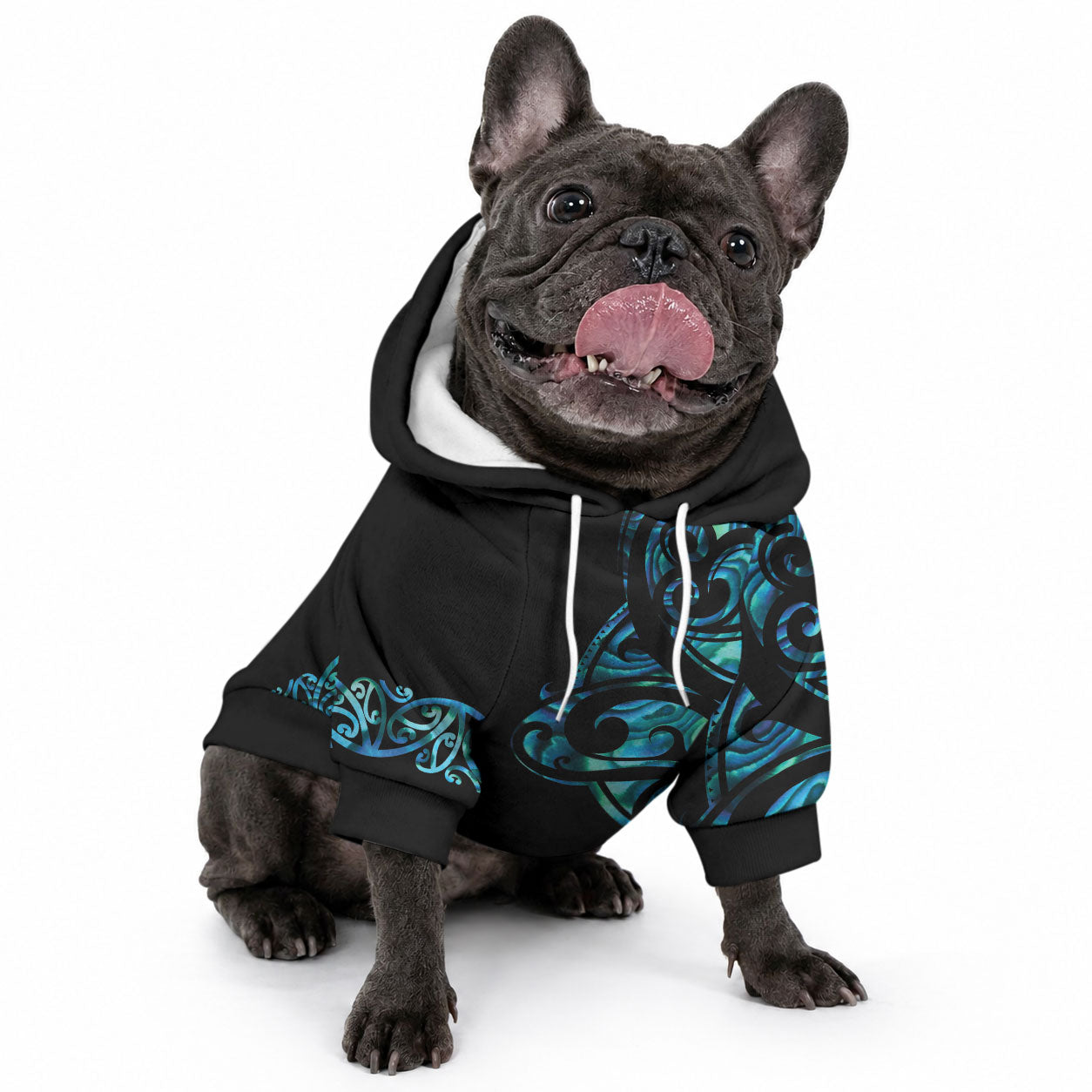 All Black Maori Tribal Tattoo Personalised Pet Hoodie Polynesian Style LT9 - Polynesian Pride