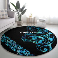 All Black Maori Tribal Tattoo Personalised Round Carpet Polynesian Style LT9 - Polynesian Pride