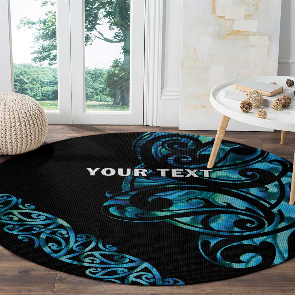 All Black Maori Tribal Tattoo Personalised Round Carpet Polynesian Style LT9 - Polynesian Pride