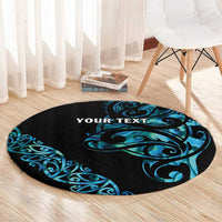 All Black Maori Tribal Tattoo Personalised Round Carpet Polynesian Style LT9 - Polynesian Pride