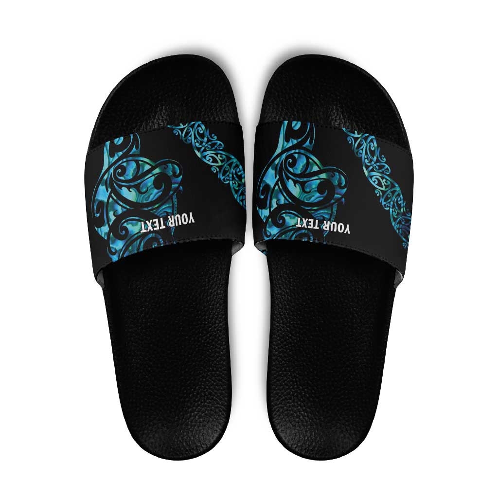All Black Maori Tribal Tattoo Personalised Slide Sandals Polynesian Style LT9 Black - Polynesian Pride