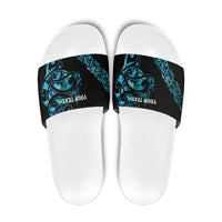 All Black Maori Tribal Tattoo Personalised Slide Sandals Polynesian Style LT9 Black - Polynesian Pride