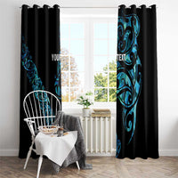 All Black Maori Tribal Tattoo Personalised Window Curtain Polynesian Style LT9 - Polynesian Pride