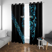 All Black Maori Tribal Tattoo Personalised Window Curtain Polynesian Style LT9 With Grommets Black - Polynesian Pride